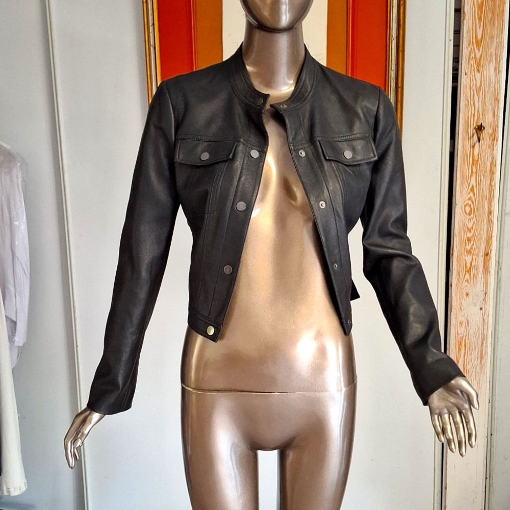 Vintage runway pleather crop jacket